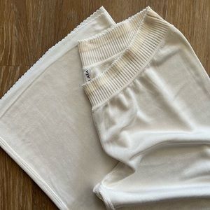 ALAIA ivory knit wide leg pants